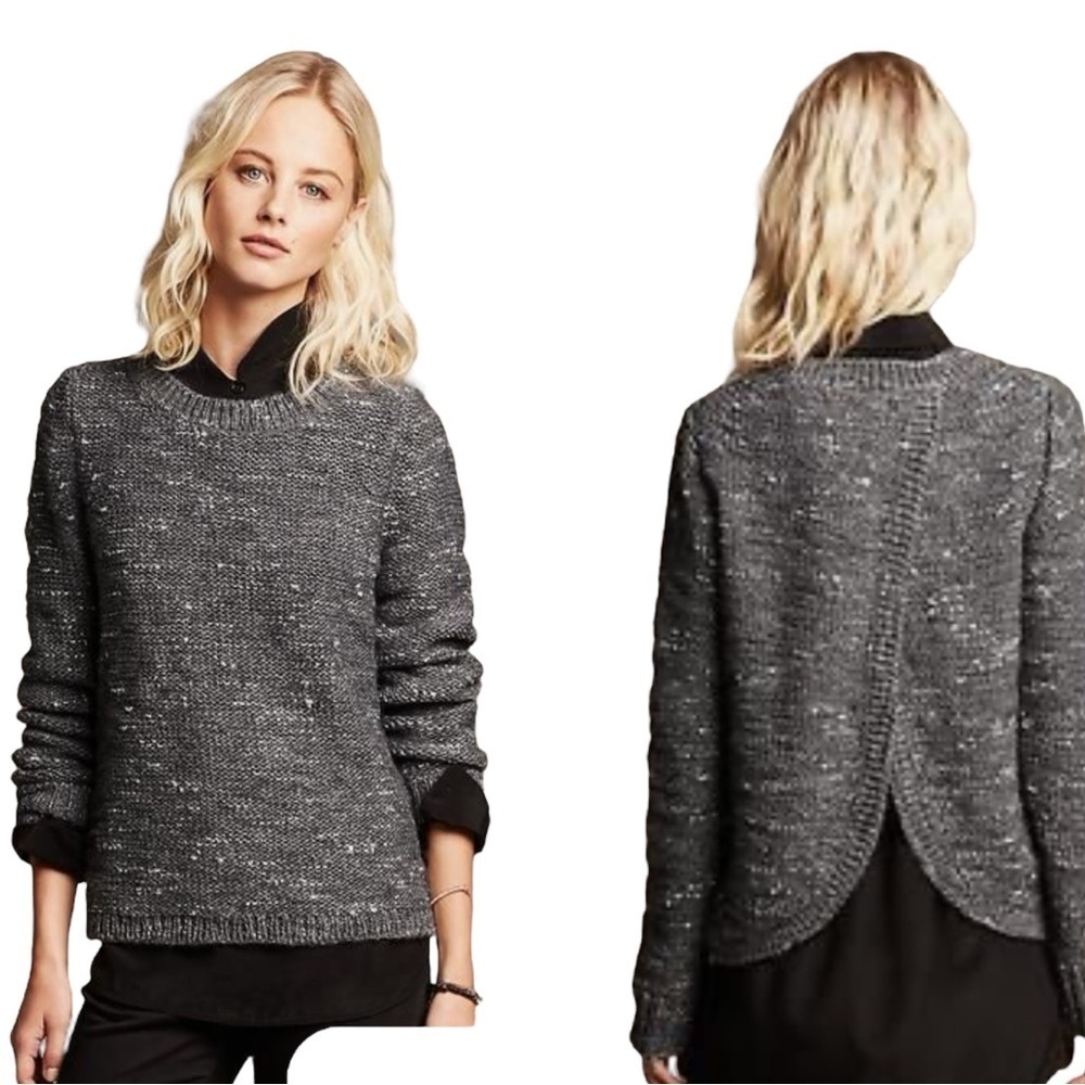 Banana Republic Metallic Cross-Back Pullover Sweater in Steel Grey Size XS